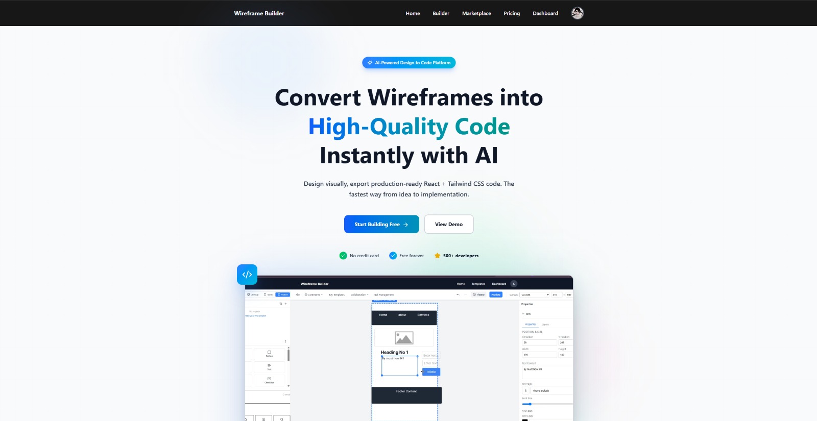 Wireframe to UI Builder
